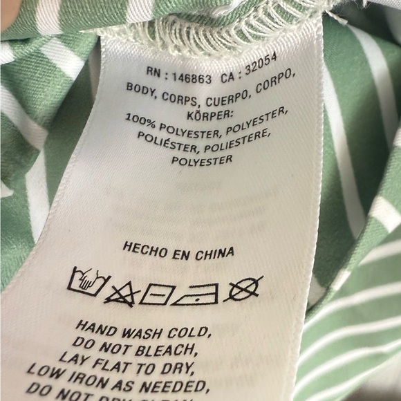 Anthropologie Tank Top Size Small Green Stripes with Back Knot Tie - Picture 7 of 7